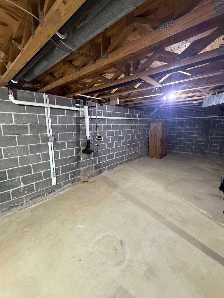 Basement PVC drain and vent piping with sump pump installation — Legacy Plumbing South Jersey